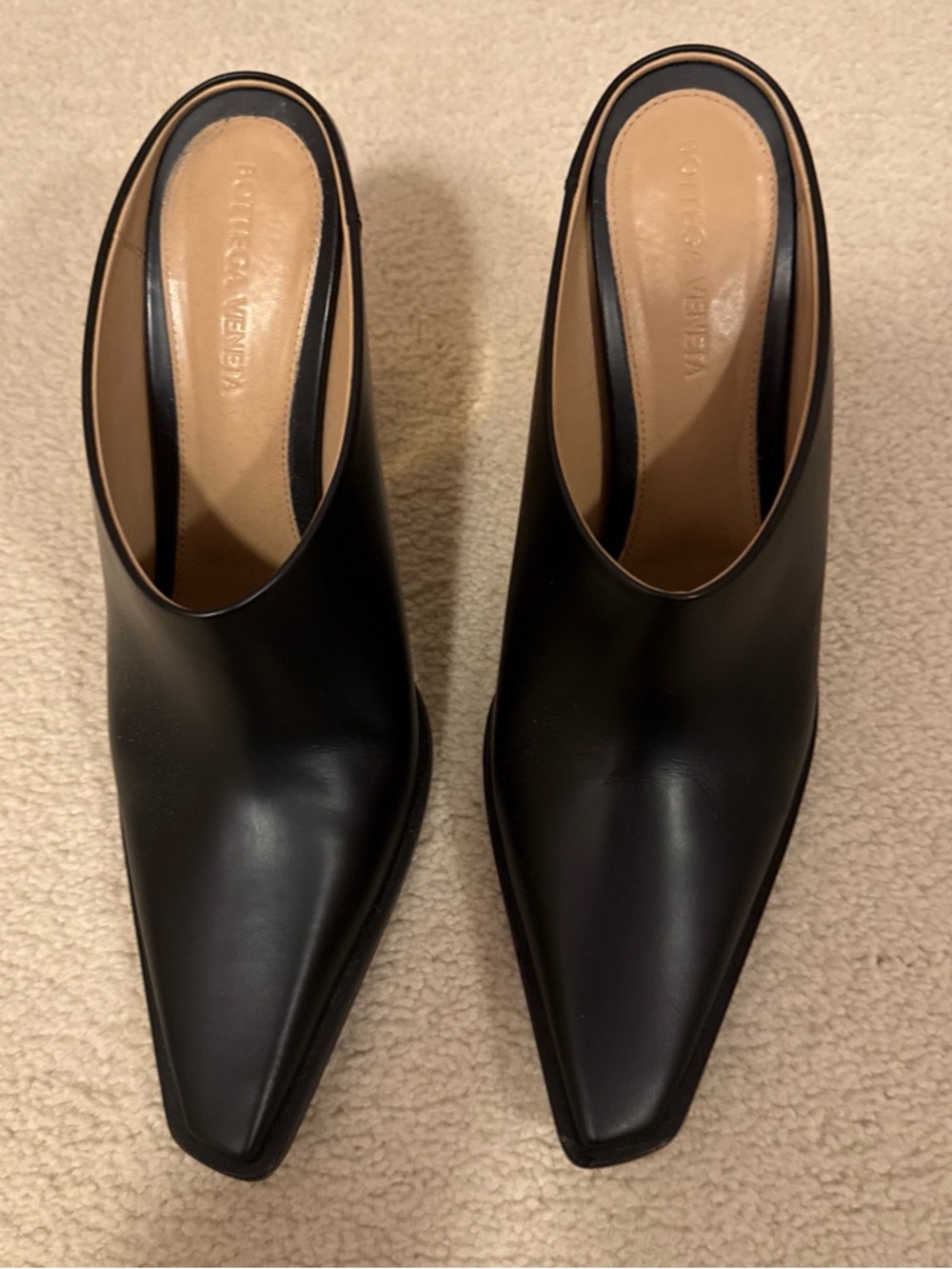 Bottega Veneta Tex Black Leather Mules